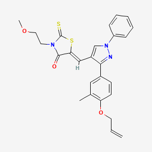 molecular formula C26H25N3O3S2 B11136546 (5Z)-3-(2-methoxyethyl)-5-({3-[3-methyl-4-(prop-2-en-1-yloxy)phenyl]-1-phenyl-1H-pyrazol-4-yl}methylidene)-2-thioxo-1,3-thiazolidin-4-one 