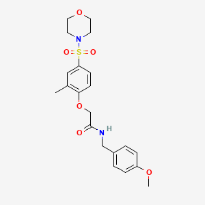 molecular formula C21H26N2O6S B11136547 N-(4-Methoxy-benzyl)-2-[2-methyl-4-(morpholine-4-sulfonyl)-phenoxy]-acetamide 