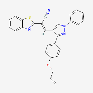 (2E)-2-(1,3-benzothiazol-2-yl)-3-{1-phenyl-3-[4-(prop-2-en-1-yloxy)phenyl]-1H-pyrazol-4-yl}prop-2-enenitrile