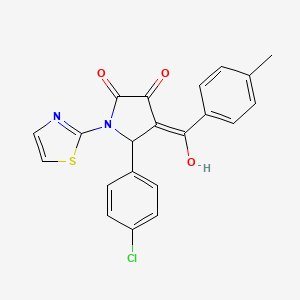 molecular formula C21H15ClN2O3S B11136599 5-(4-chlorophenyl)-3-hydroxy-4-(4-methylbenzoyl)-1-(thiazol-2-yl)-1H-pyrrol-2(5H)-one 