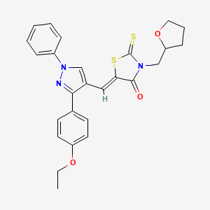 (5Z)-5-{[3-(4-ethoxyphenyl)-1-phenyl-1H-pyrazol-4-yl]methylidene}-3-(tetrahydrofuran-2-ylmethyl)-2-thioxo-1,3-thiazolidin-4-one