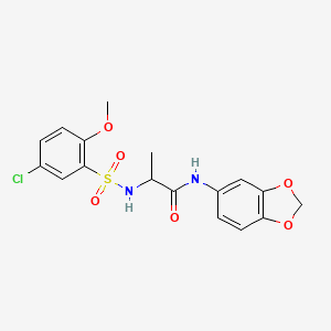 molecular formula C17H17ClN2O6S B11136818 N-1,3-benzodioxol-5-yl-N~2~-[(5-chloro-2-methoxyphenyl)sulfonyl]alaninamide 