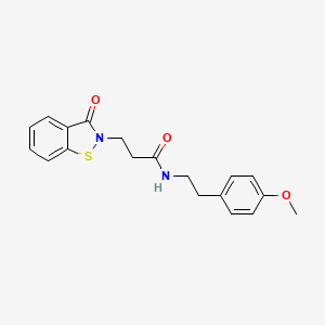 molecular formula C19H20N2O3S B11136876 N-(4-methoxyphenethyl)-3-[3-oxo-1,2-benzisothiazol-2(3H)-yl]propanamide 