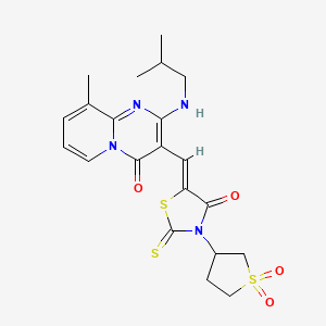 molecular formula C21H24N4O4S3 B11136907 3-{(Z)-[3-(1,1-dioxidotetrahydrothiophen-3-yl)-4-oxo-2-thioxo-1,3-thiazolidin-5-ylidene]methyl}-9-methyl-2-[(2-methylpropyl)amino]-4H-pyrido[1,2-a]pyrimidin-4-one 