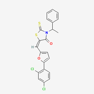 (5E)-5-{[5-(2,4-dichlorophenyl)furan-2-yl]methylidene}-3-(1-phenylethyl)-2-thioxo-1,3-thiazolidin-4-one