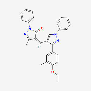 molecular formula C29H26N4O2 B11137001 (4Z)-4-{[3-(4-ethoxy-3-methylphenyl)-1-phenyl-1H-pyrazol-4-yl]methylidene}-5-methyl-2-phenyl-2,4-dihydro-3H-pyrazol-3-one 