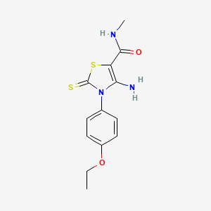 molecular formula C13H15N3O2S2 B11137077 4-amino-3-(4-ethoxyphenyl)-N-methyl-2-sulfanylidene-2,3-dihydro-1,3-thiazole-5-carboxamide 