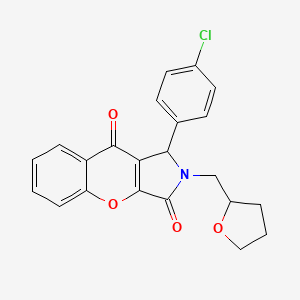 molecular formula C22H18ClNO4 B11137102 1-(4-Chlorophenyl)-2-(tetrahydrofuran-2-ylmethyl)-1,2-dihydrochromeno[2,3-c]pyrrole-3,9-dione 