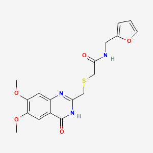 N-(furan-2-ylmethyl)-2-{[(4-hydroxy-6,7-dimethoxyquinazolin-2-yl)methyl]sulfanyl}acetamide