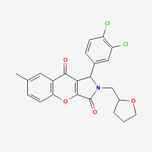 molecular formula C23H19Cl2NO4 B11137113 1-(3,4-Dichlorophenyl)-7-methyl-2-(tetrahydrofuran-2-ylmethyl)-1,2-dihydrochromeno[2,3-c]pyrrole-3,9-dione 