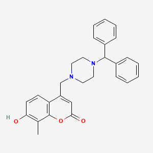 4-[(4-benzhydrylpiperazino)methyl]-7-hydroxy-8-methyl-2H-chromen-2-one