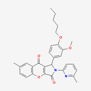 molecular formula C30H30N2O5 B11137130 1-[3-Methoxy-4-(pentyloxy)phenyl]-7-methyl-2-(6-methylpyridin-2-yl)-1,2-dihydrochromeno[2,3-c]pyrrole-3,9-dione 