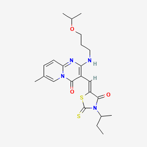 molecular formula C23H30N4O3S2 B11137149 3-(sec-butyl)-5-((Z)-1-{2-[(3-isopropoxypropyl)amino]-7-methyl-4-oxo-4H-pyrido[1,2-a]pyrimidin-3-yl}methylidene)-2-thioxo-1,3-thiazolan-4-one 