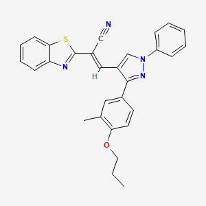 (2E)-2-(1,3-benzothiazol-2-yl)-3-[3-(3-methyl-4-propoxyphenyl)-1-phenyl-1H-pyrazol-4-yl]prop-2-enenitrile