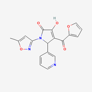 molecular formula C18H13N3O5 B11137164 4-(furan-2-ylcarbonyl)-3-hydroxy-1-(5-methyl-1,2-oxazol-3-yl)-5-(pyridin-3-yl)-1,5-dihydro-2H-pyrrol-2-one 