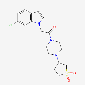 molecular formula C18H22ClN3O3S B11137172 2-(6-chloro-1H-indol-1-yl)-1-(4-(1,1-dioxidotetrahydrothiophen-3-yl)piperazin-1-yl)ethanone 