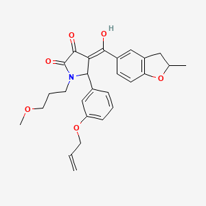 molecular formula C27H29NO6 B11137178 3-hydroxy-1-(3-methoxypropyl)-4-[(2-methyl-2,3-dihydro-1-benzofuran-5-yl)carbonyl]-5-[3-(prop-2-en-1-yloxy)phenyl]-1,5-dihydro-2H-pyrrol-2-one 