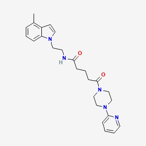 molecular formula C25H31N5O2 B11137223 N-[2-(4-methyl-1H-indol-1-yl)ethyl]-5-oxo-5-[4-(2-pyridyl)piperazino]pentanamide 