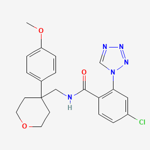 molecular formula C21H22ClN5O3 B11137227 4-chloro-N-{[4-(4-methoxyphenyl)tetrahydro-2H-pyran-4-yl]methyl}-2-(1H-1,2,3,4-tetraazol-1-yl)benzamide 