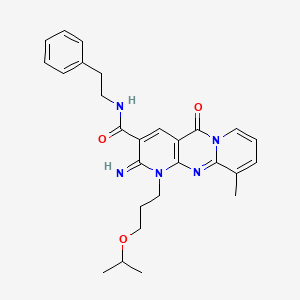 6-imino-11-methyl-2-oxo-N-(2-phenylethyl)-7-(3-propan-2-yloxypropyl)-1,7,9-triazatricyclo[8.4.0.03,8]tetradeca-3(8),4,9,11,13-pentaene-5-carboxamide