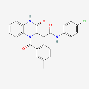 N-(4-chlorophenyl)-2-{1-[(3-methylphenyl)carbonyl]-3-oxo-1,2,3,4-tetrahydroquinoxalin-2-yl}acetamide