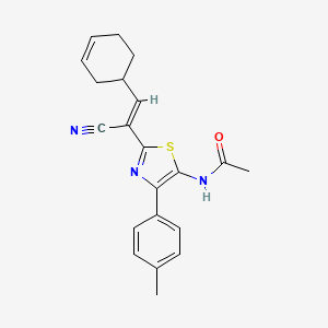 N-{2-[(E)-1-cyano-2-(cyclohex-3-en-1-yl)ethenyl]-4-(4-methylphenyl)-1,3-thiazol-5-yl}acetamide