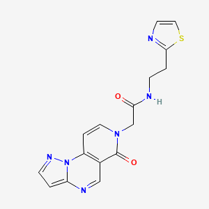 molecular formula C16H14N6O2S B11137386 2-(6-oxopyrazolo[1,5-a]pyrido[3,4-e]pyrimidin-7(6H)-yl)-N-[2-(1,3-thiazol-2-yl)ethyl]acetamide 