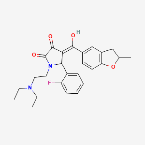 molecular formula C26H29FN2O4 B11137389 1-[2-(diethylamino)ethyl]-5-(2-fluorophenyl)-3-hydroxy-4-[(2-methyl-2,3-dihydro-1-benzofuran-5-yl)carbonyl]-1,5-dihydro-2H-pyrrol-2-one 