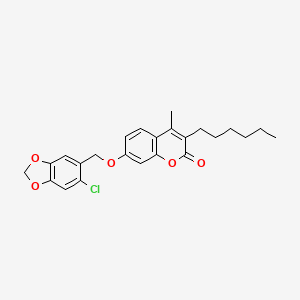 molecular formula C24H25ClO5 B11137411 7-[(6-chloro-1,3-benzodioxol-5-yl)methoxy]-3-hexyl-4-methyl-2H-chromen-2-one 