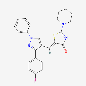 (5Z)-5-{[3-(4-fluorophenyl)-1-phenyl-1H-pyrazol-4-yl]methylidene}-2-(piperidin-1-yl)-4,5-dihydro-1,3-thiazol-4-one