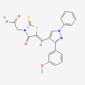 molecular formula C22H17N3O4S2 B11137525 [(5Z)-5-{[3-(3-methoxyphenyl)-1-phenyl-1H-pyrazol-4-yl]methylidene}-4-oxo-2-thioxo-1,3-thiazolidin-3-yl]acetic acid 