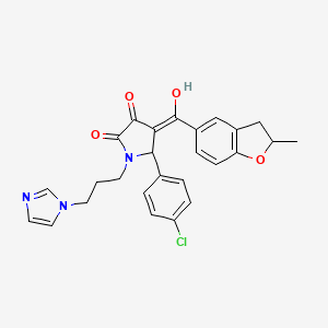 molecular formula C26H24ClN3O4 B11137534 5-(4-chlorophenyl)-3-hydroxy-1-[3-(1H-imidazol-1-yl)propyl]-4-[(2-methyl-2,3-dihydro-1-benzofuran-5-yl)carbonyl]-1,5-dihydro-2H-pyrrol-2-one 