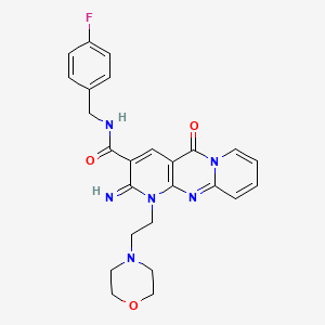 N-[(4-fluorophenyl)methyl]-6-imino-7-[2-(morpholin-4-yl)ethyl]-2-oxo-1,7,9-triazatricyclo[8.4.0.0^{3,8}]tetradeca-3(8),4,9,11,13-pentaene-5-carboxamide