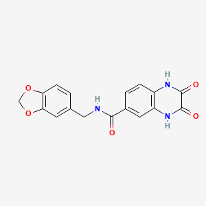 molecular formula C17H13N3O5 B11137707 N-(1,3-benzodioxol-5-ylmethyl)-2,3-dioxo-1,2,3,4-tetrahydroquinoxaline-6-carboxamide 