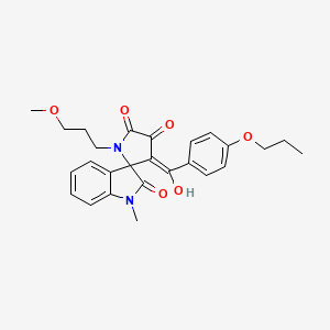 (3'E)-3'-[hydroxy(4-propoxyphenyl)methylidene]-1'-(3-methoxypropyl)-1-methylspiro[indole-3,2'-pyrrolidine]-2,4',5'(1H)-trione