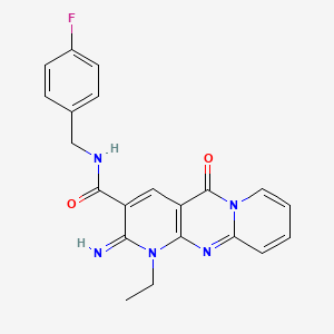 7-ethyl-N-[(4-fluorophenyl)methyl]-6-imino-2-oxo-1,7,9-triazatricyclo[8.4.0.03,8]tetradeca-3(8),4,9,11,13-pentaene-5-carboxamide