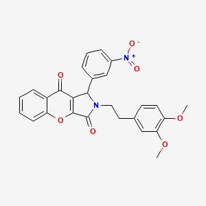 molecular formula C27H22N2O7 B11137871 2-[2-(3,4-Dimethoxyphenyl)ethyl]-1-(3-nitrophenyl)-1,2-dihydrochromeno[2,3-c]pyrrole-3,9-dione 