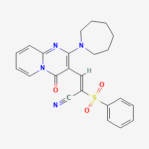 molecular formula C23H22N4O3S B11137904 (2E)-3-[2-(azepan-1-yl)-4-oxo-4H-pyrido[1,2-a]pyrimidin-3-yl]-2-(phenylsulfonyl)prop-2-enenitrile 