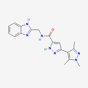 molecular formula C18H19N7O B11137975 N-(1H-benzimidazol-2-ylmethyl)-1',3',5'-trimethyl-1'H,2H-3,4'-bipyrazole-5-carboxamide 