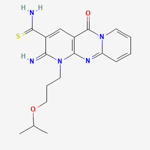 molecular formula C18H21N5O2S B11137984 6-imino-2-oxo-7-(3-propan-2-yloxypropyl)-1,7,9-triazatricyclo[8.4.0.03,8]tetradeca-3(8),4,9,11,13-pentaene-5-carbothioamide 