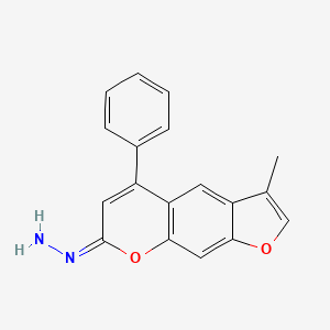 molecular formula C18H14N2O2 B11137995 (1E)-(3-methyl-5-phenyl-7H-furo[3,2-g]chromen-7-ylidene)hydrazine 