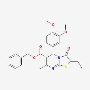 molecular formula C25H26N2O5S B11138015 benzyl 5-(3,4-dimethoxyphenyl)-2-ethyl-7-methyl-3-oxo-2,3-dihydro-5H-[1,3]thiazolo[3,2-a]pyrimidine-6-carboxylate 