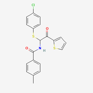 molecular formula C20H16ClNO2S2 B11138029 N-{1-[(4-chlorophenyl)sulfanyl]-2-oxo-2-(thiophen-2-yl)ethyl}-4-methylbenzamide 