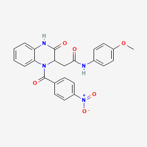 N-(4-methoxyphenyl)-2-{1-[(4-nitrophenyl)carbonyl]-3-oxo-1,2,3,4-tetrahydroquinoxalin-2-yl}acetamide