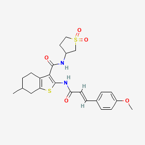 molecular formula C24H28N2O5S2 B11138052 N-(1,1-dioxidotetrahydrothiophen-3-yl)-2-{[(2E)-3-(4-methoxyphenyl)prop-2-enoyl]amino}-6-methyl-4,5,6,7-tetrahydro-1-benzothiophene-3-carboxamide 