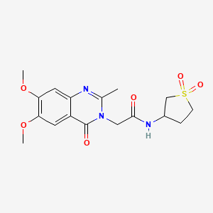 molecular formula C17H21N3O6S B11138083 2-(6,7-dimethoxy-2-methyl-4-oxoquinazolin-3(4H)-yl)-N-(1,1-dioxidotetrahydrothiophen-3-yl)acetamide 