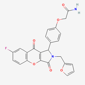 2-{4-[7-Fluoro-2-(furan-2-ylmethyl)-3,9-dioxo-1,2,3,9-tetrahydrochromeno[2,3-c]pyrrol-1-yl]phenoxy}acetamide