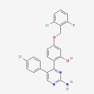 molecular formula C23H16Cl2FN3O2 B11138154 2-[2-Amino-5-(4-chlorophenyl)-4-pyrimidinyl]-5-[(2-chloro-6-fluorobenzyl)oxy]phenol 