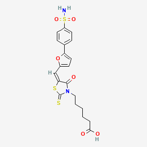 6-[(5E)-4-Oxo-5-{[5-(4-sulfamoylphenyl)furan-2-YL]methylidene}-2-sulfanylidene-1,3-thiazolidin-3-YL]hexanoic acid