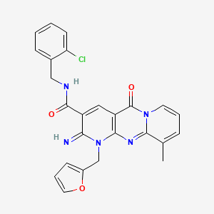 N-[(2-chlorophenyl)methyl]-7-(furan-2-ylmethyl)-6-imino-11-methyl-2-oxo-1,7,9-triazatricyclo[8.4.0.03,8]tetradeca-3(8),4,9,11,13-pentaene-5-carboxamide